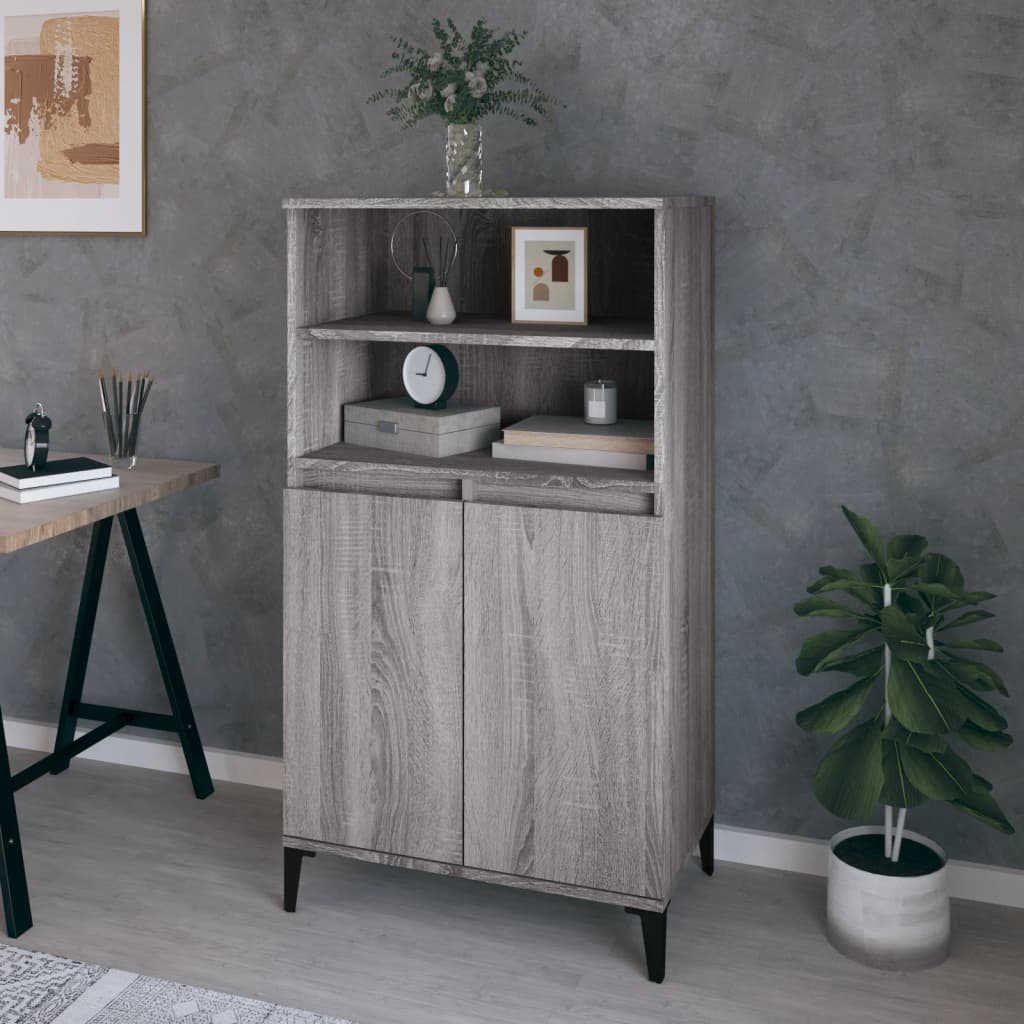 skab 60x36x110 cm konstrueret træ Grå sonoma-eg