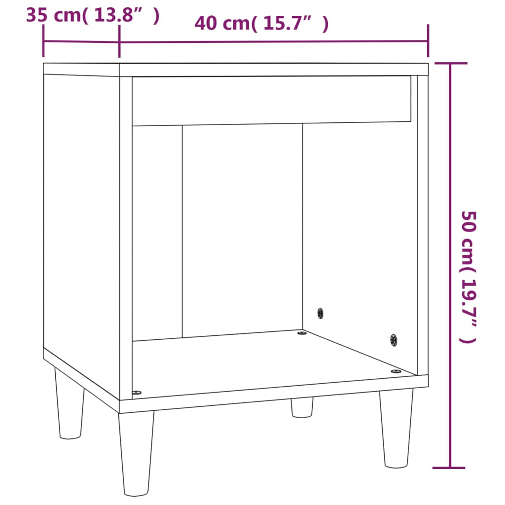 sengeborde 2 stk. 40x35x50 cm sort