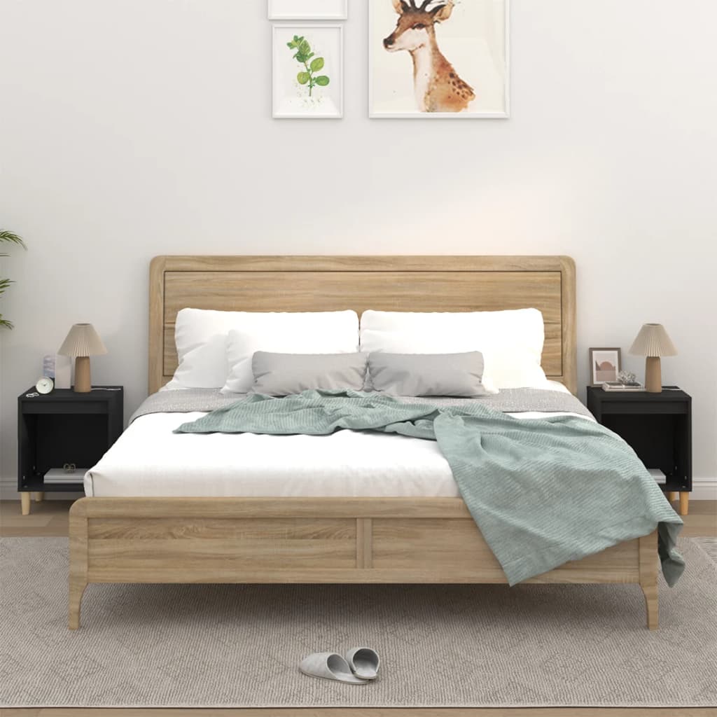 sengeborde 2 stk. 40x35x50 cm sort