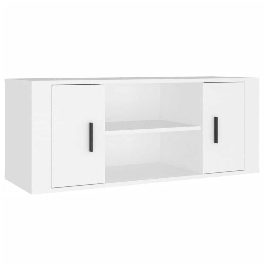 tv-bord 100x35x40 cm konstrueret træ hvid