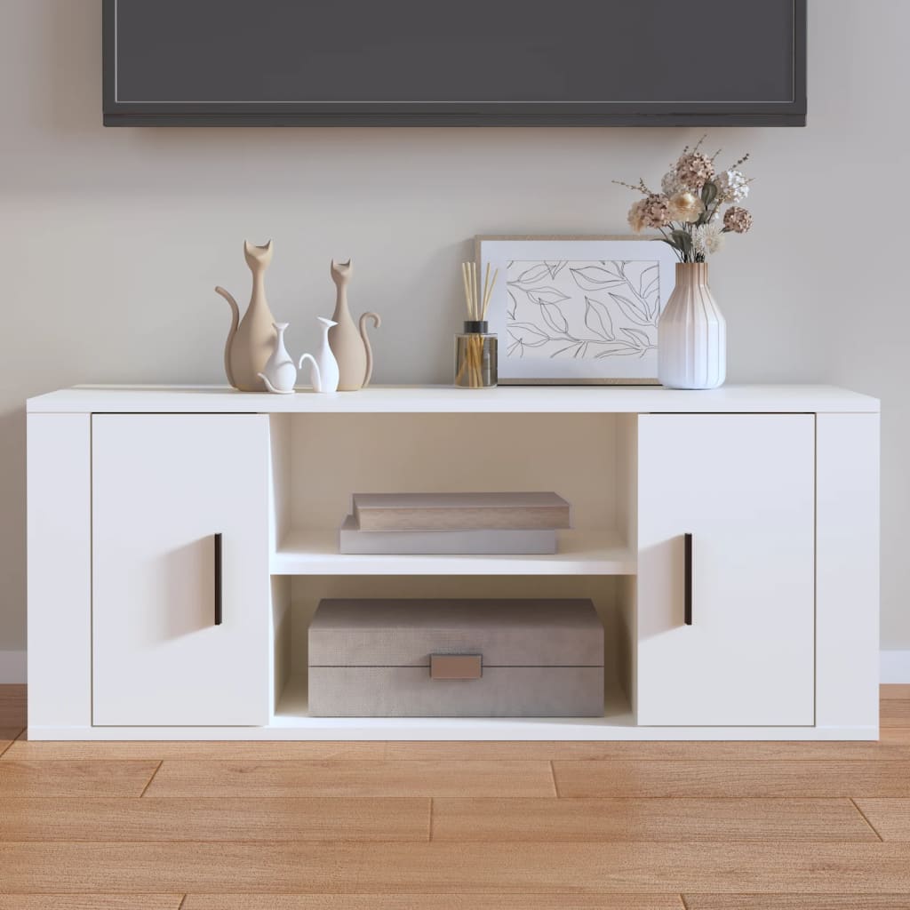 tv-bord 100x35x40 cm konstrueret træ hvid