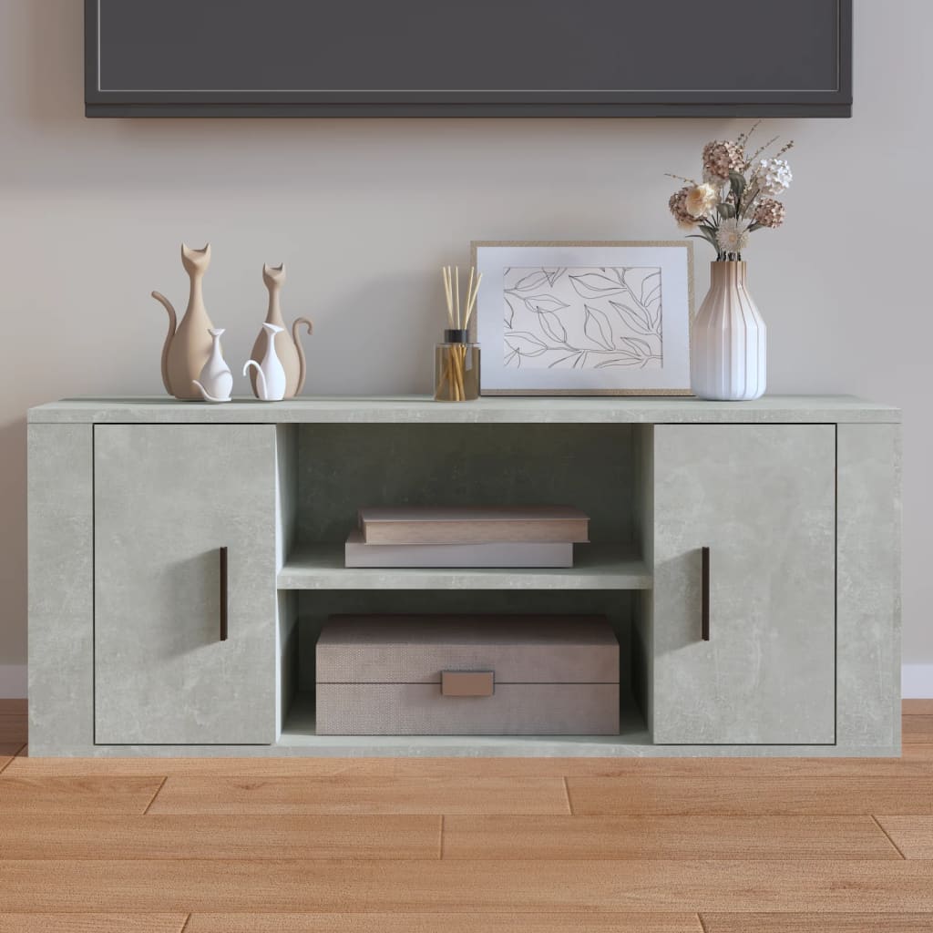 tv-bord 100x35x40 cm konstrueret træ betongrå