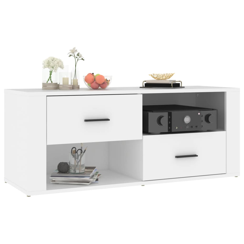 tv-bord 100x35x40 cm konstrueret træ hvid