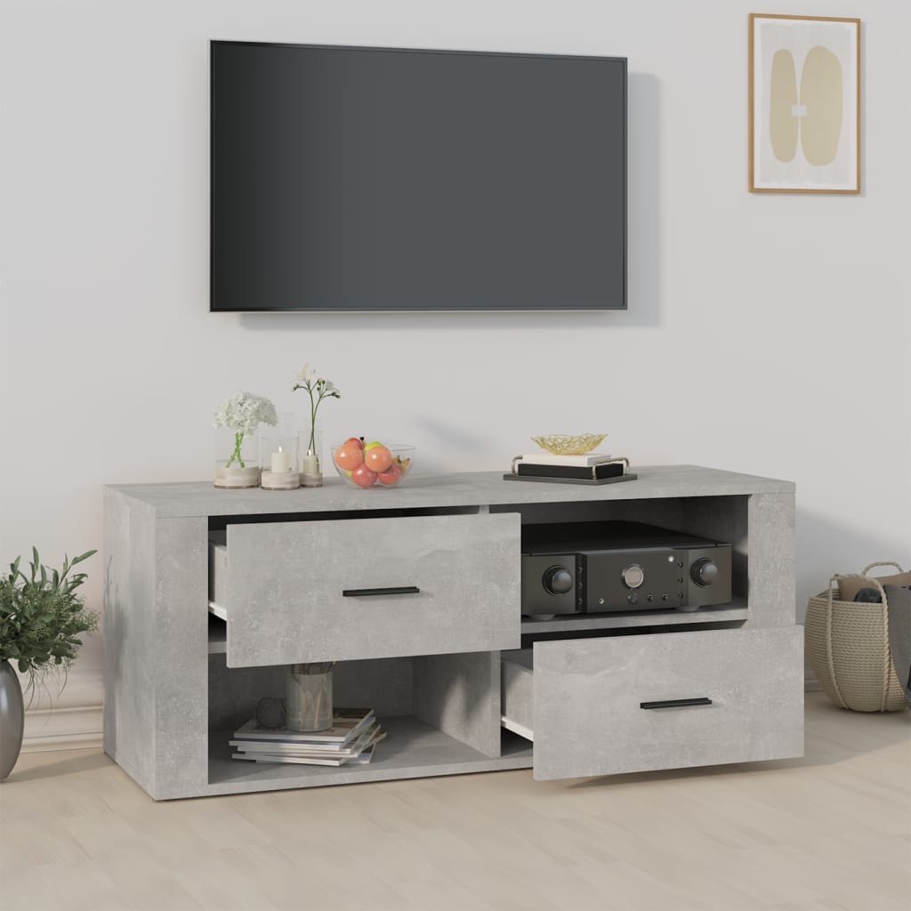 tv-bord 100x35x40 cm konstrueret træ betongrå