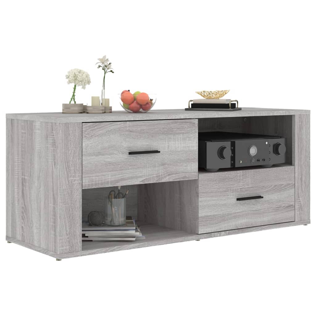 tv-bord 100x35x40 cm konstrueret træ grå sonoma-eg