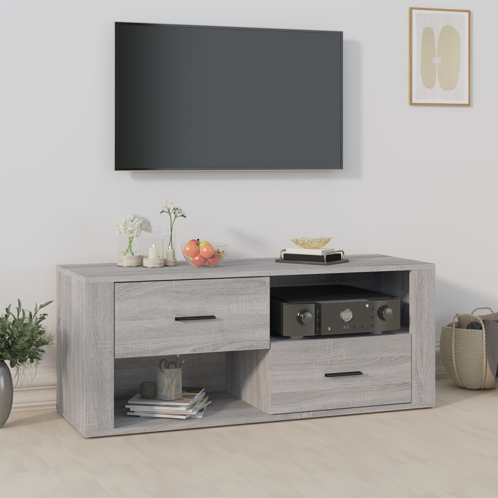 tv-bord 100x35x40 cm konstrueret træ grå sonoma-eg