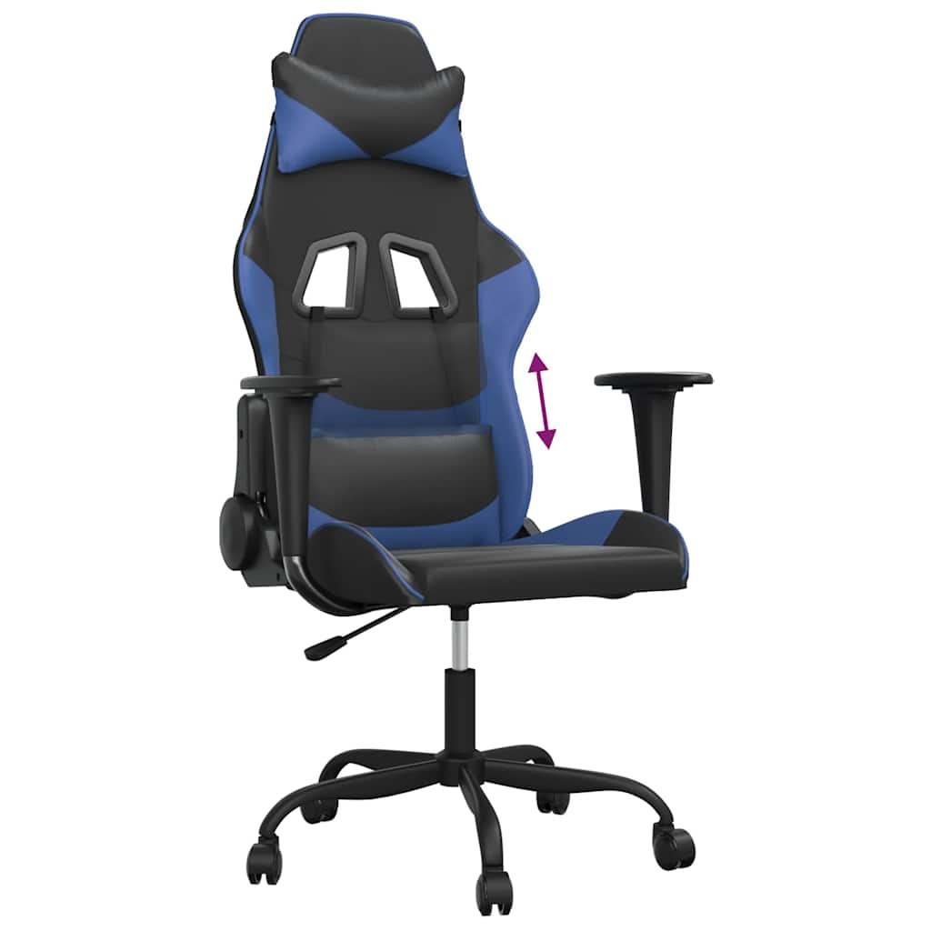 gamingstol kunstlæder sort og blå