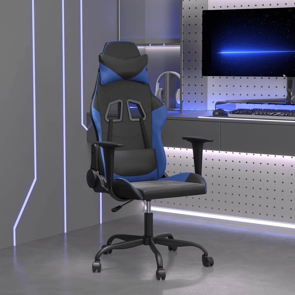 gamingstol kunstlæder sort og blå