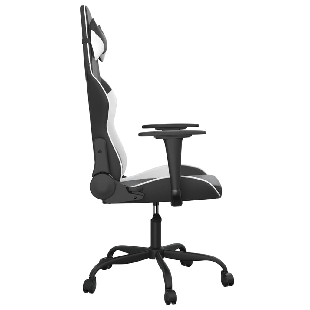 gamingstol kunstlæder sort og hvid