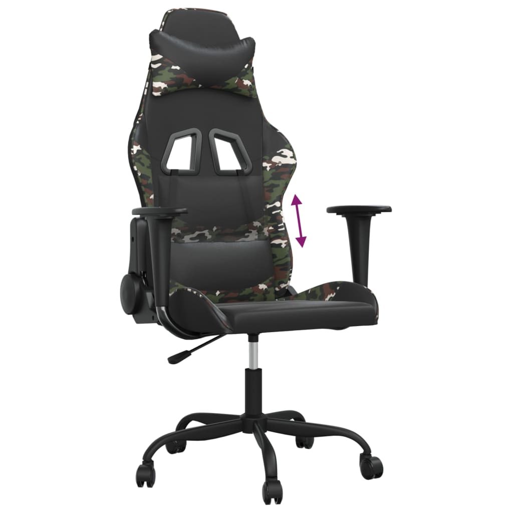 gamingstol kunstlæder sort og camouflage