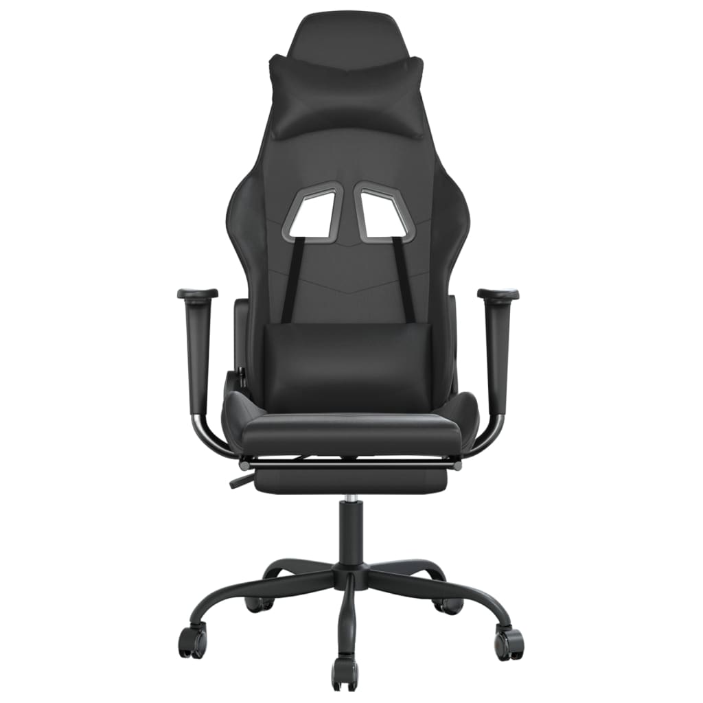 gamingstol med fodstøtte kunstlæder sort