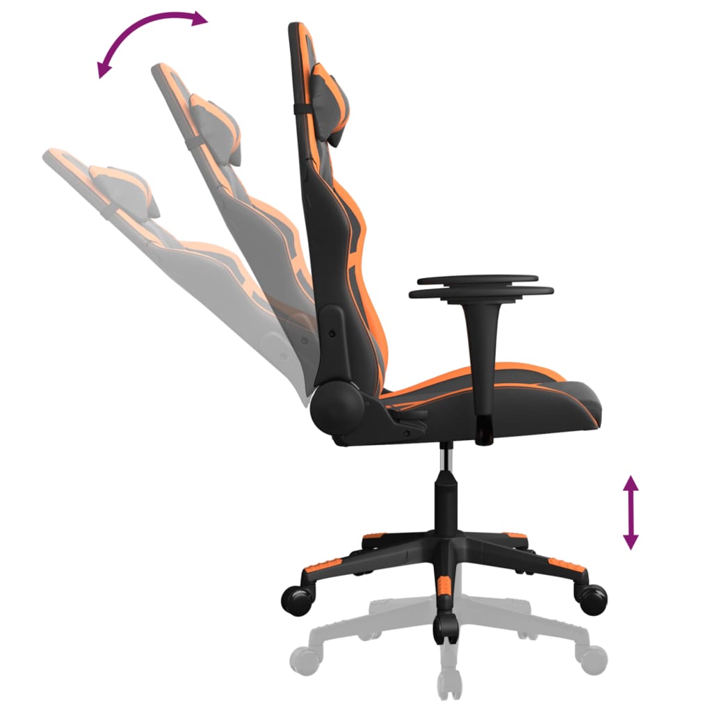 gamingstol kunstlæder sort og orange