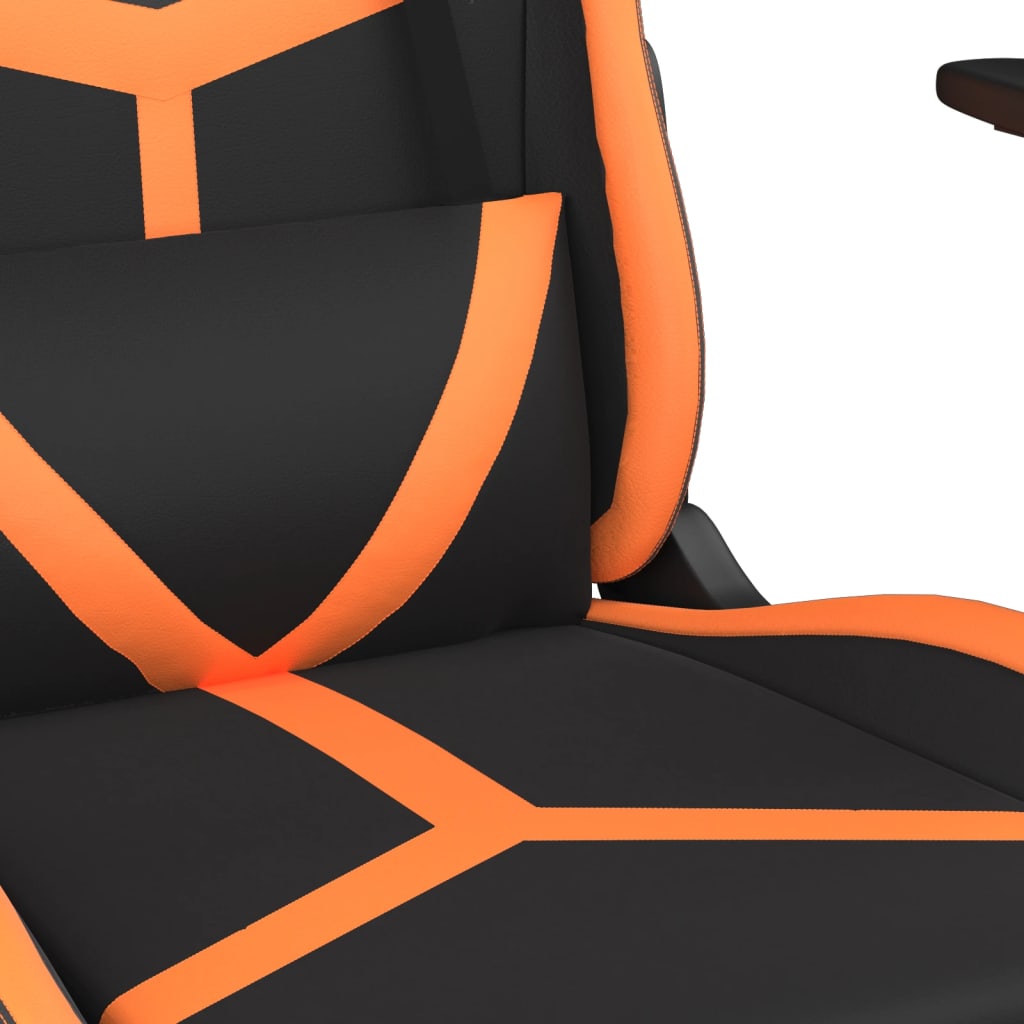 gamingstol med fodstøtte kunstlæder sort og orange