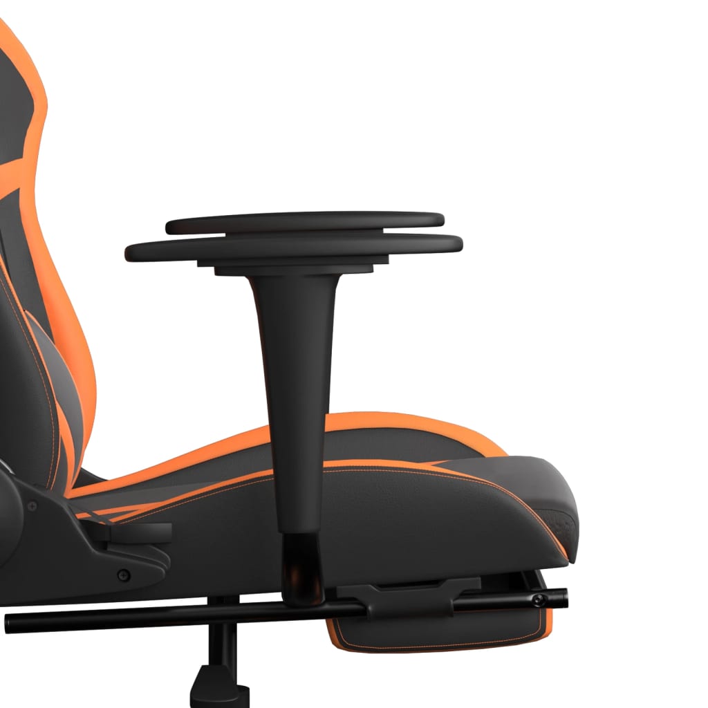 gamingstol med fodstøtte kunstlæder sort og orange