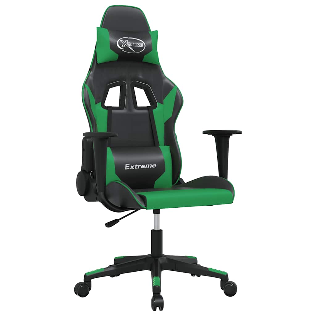 gamingstol kunstlæder sort og grøn