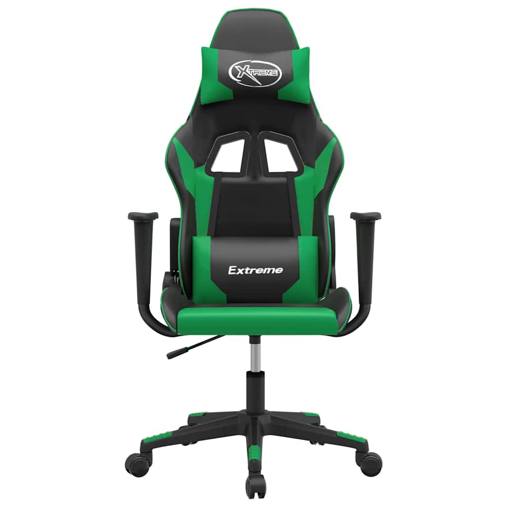 gamingstol kunstlæder sort og grøn