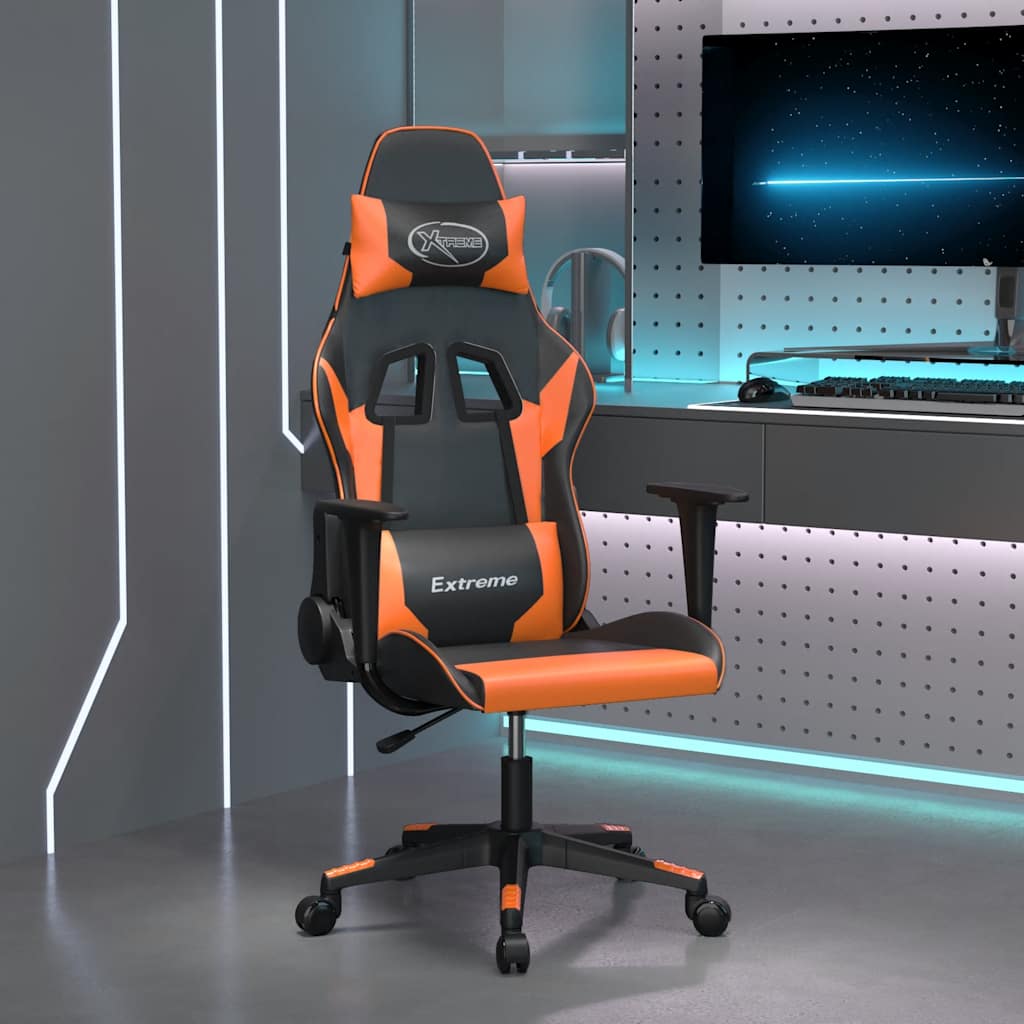 gamingstol kunstlæder sort og orange