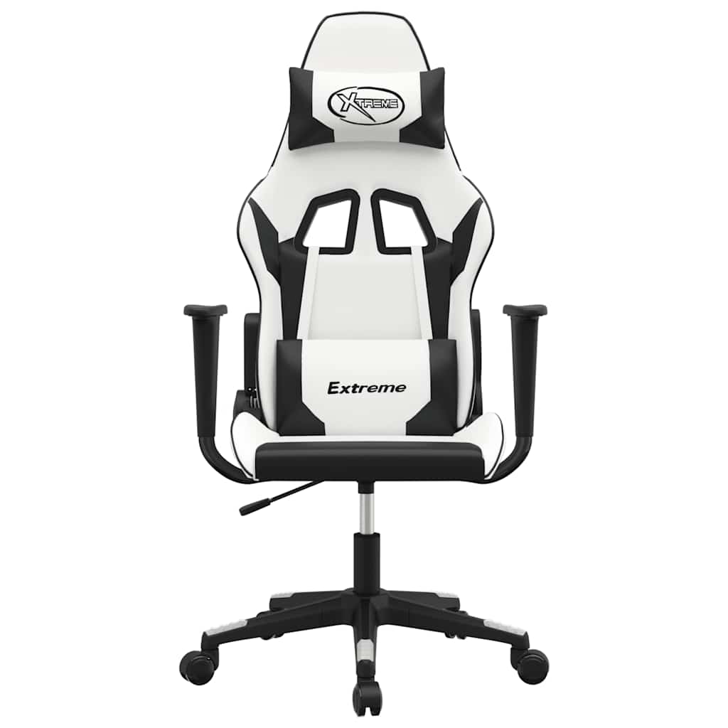 gamingstol kunstlæder hvid og sort