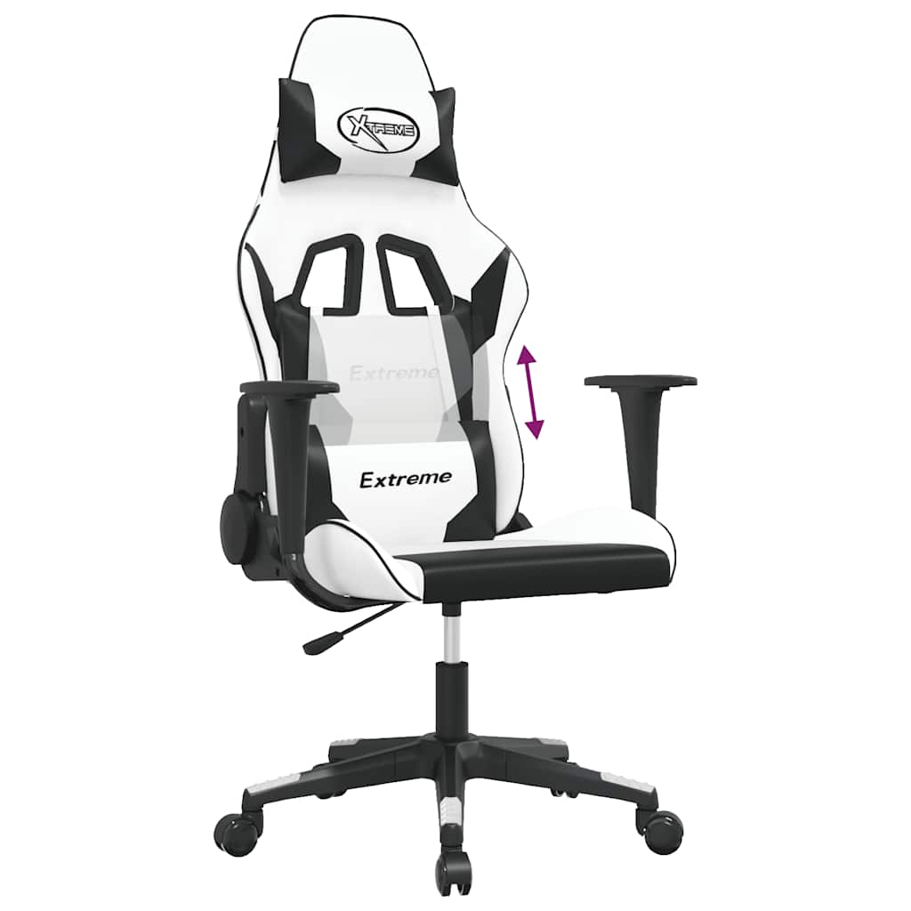 gamingstol kunstlæder hvid og sort