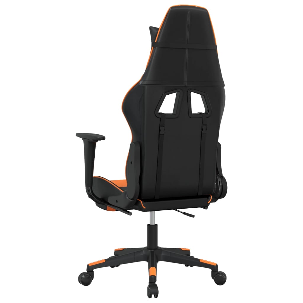 gamingstol med fodstøtte kunstlæder sort og orange