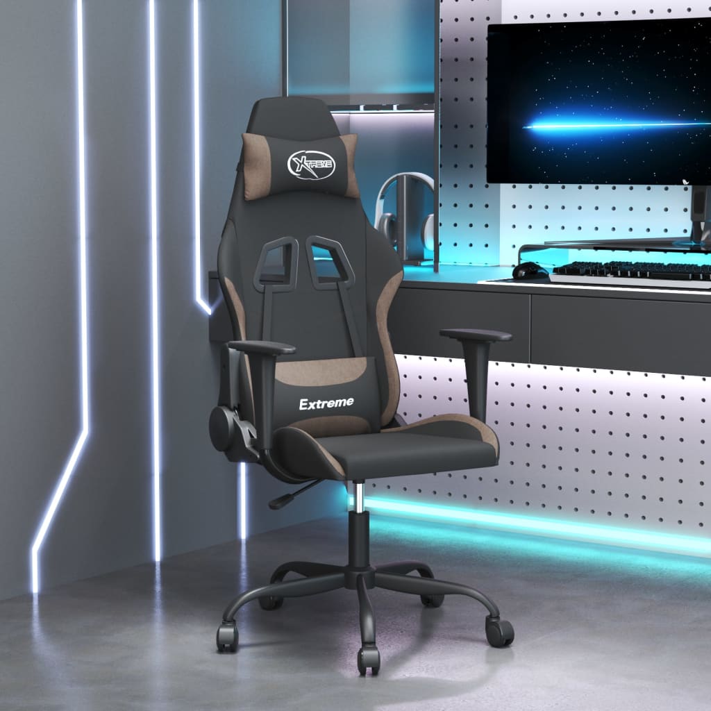 gamingstol stof sort og gråbrun