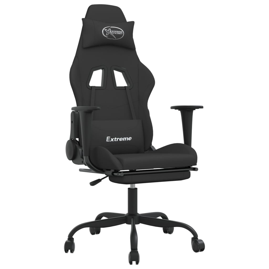gamingstol med fodstøtte stof sort