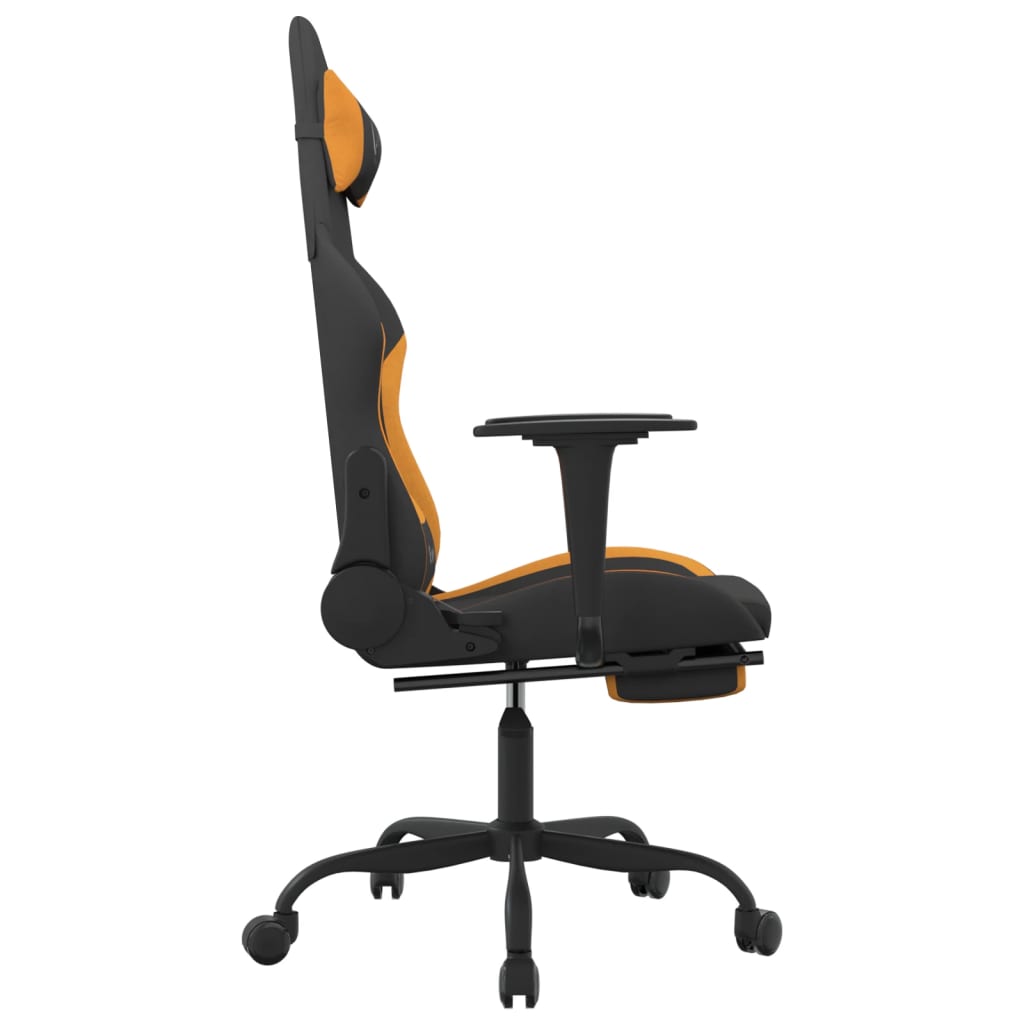 gamingstol med fodstøtte stof sort og orange