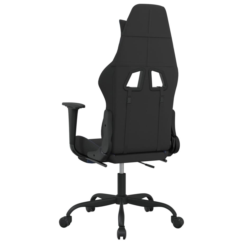 gamingstol med fodstøtte stof sort og blå
