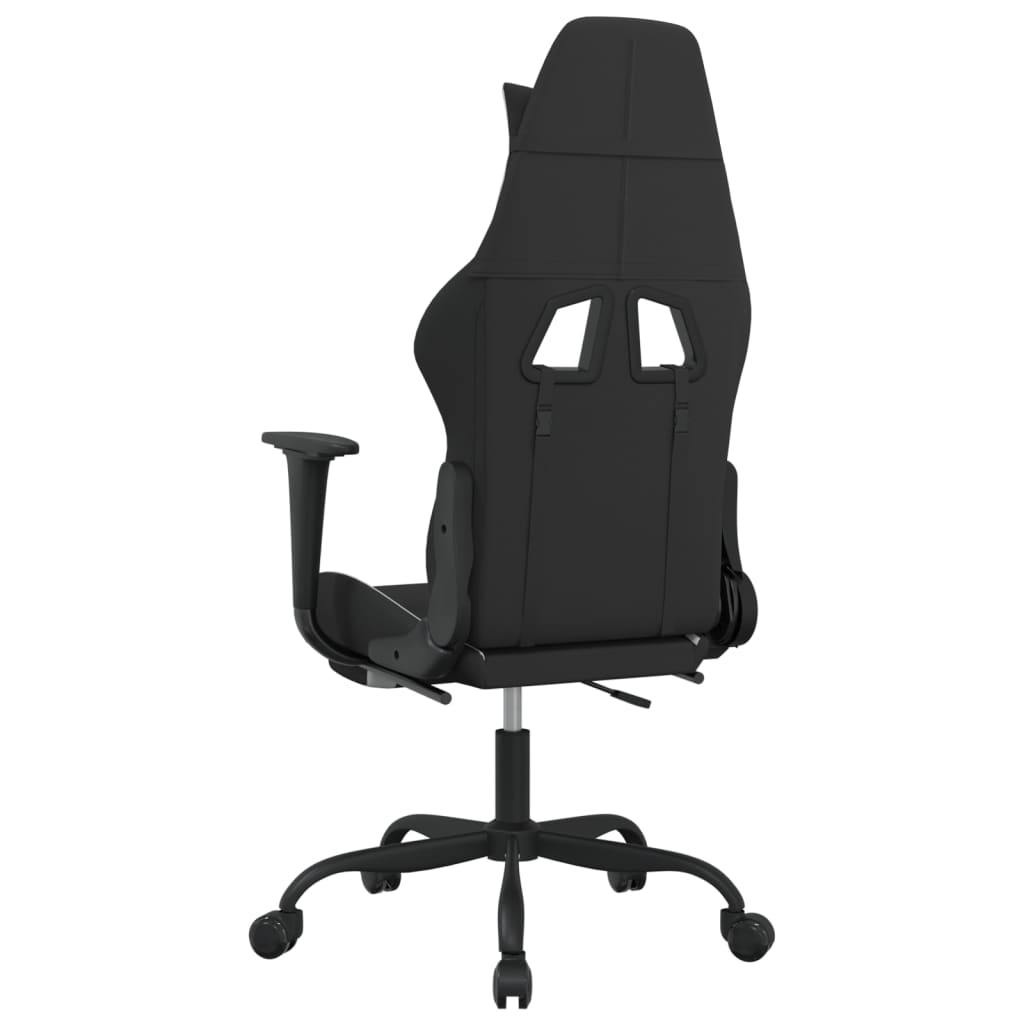 gamingstol med fodstøtte stof sort og hvid