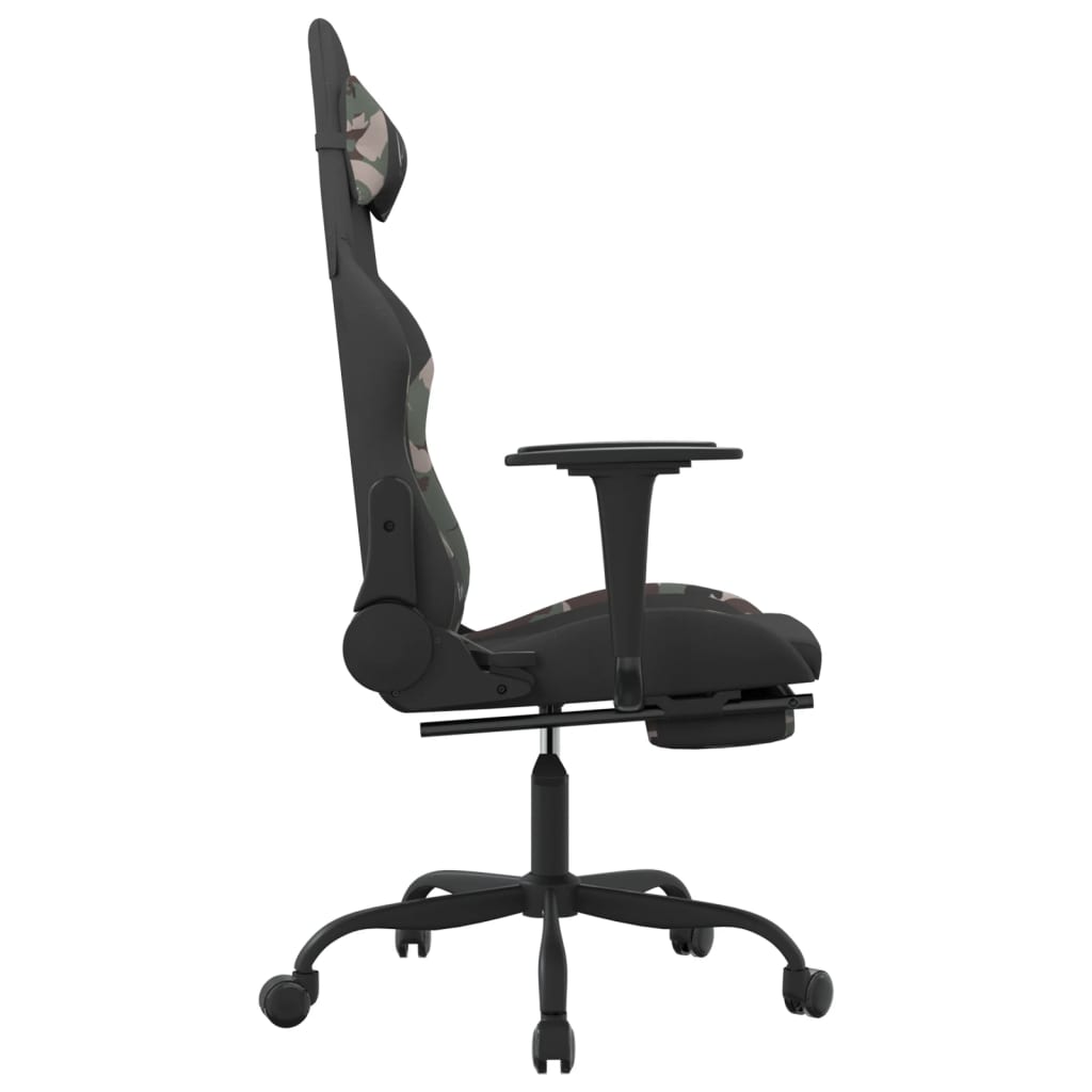 gamingstol med fodstøtte stof sort og camouflage