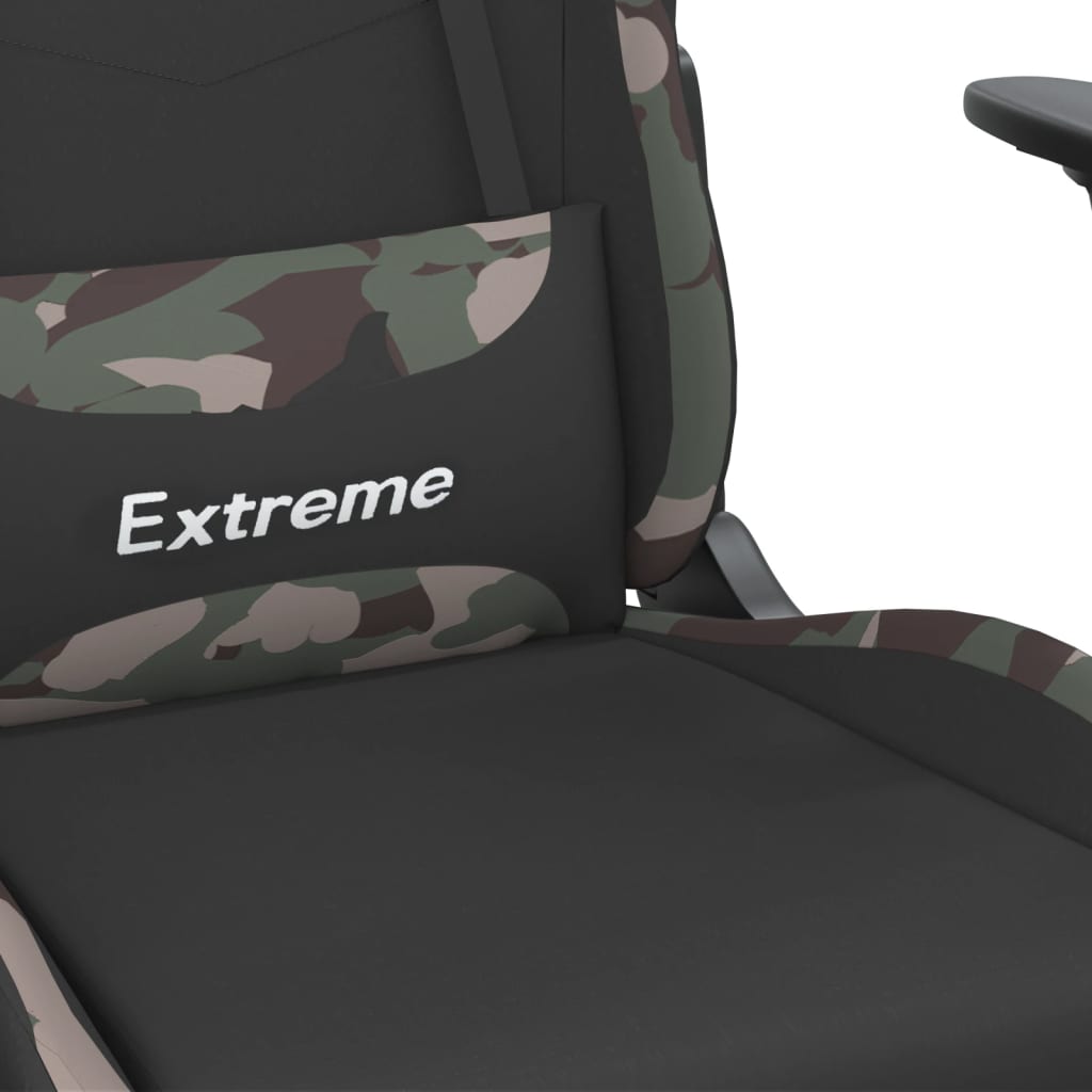 gamingstol med fodstøtte stof sort og camouflage