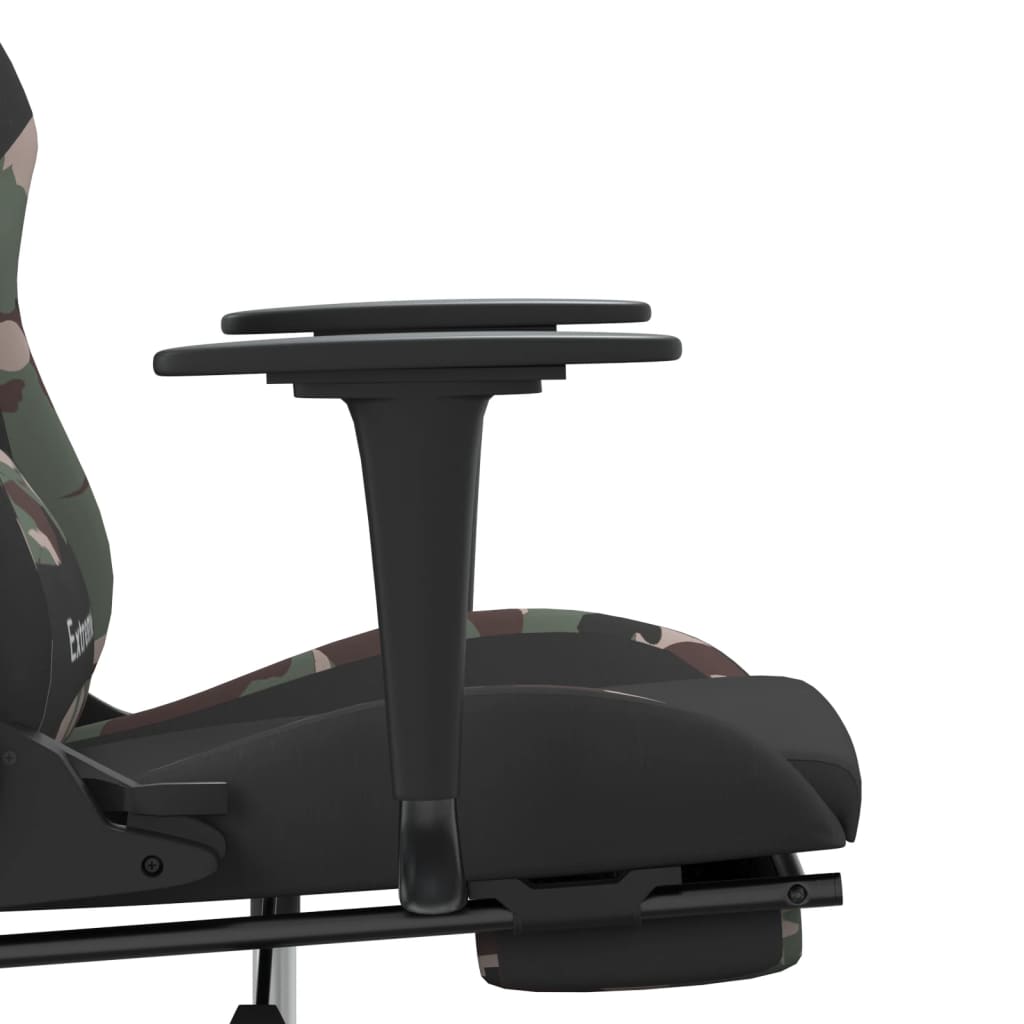 gamingstol med fodstøtte stof sort og camouflage