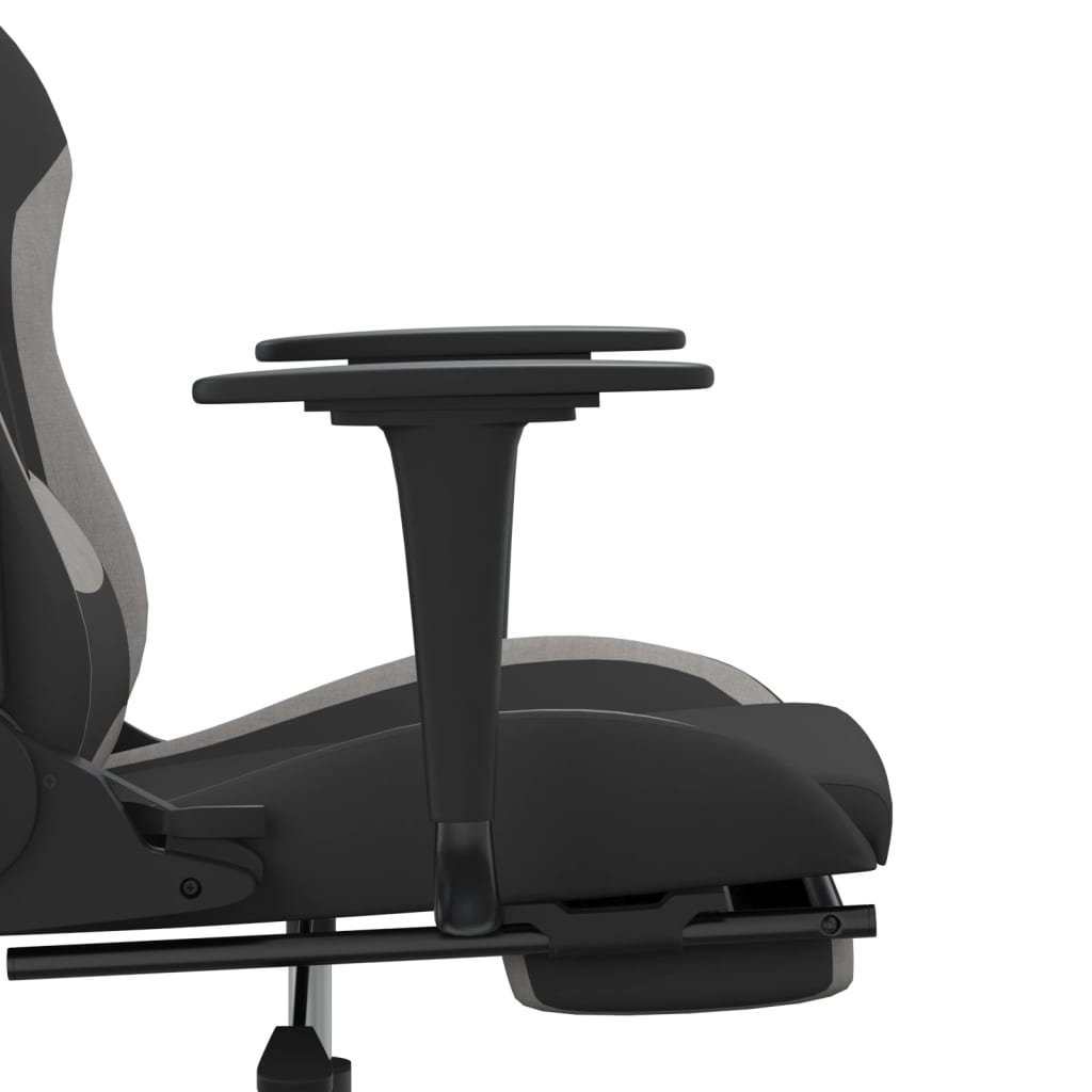 gamingstol med fodstøtte stof sort og lysegrå