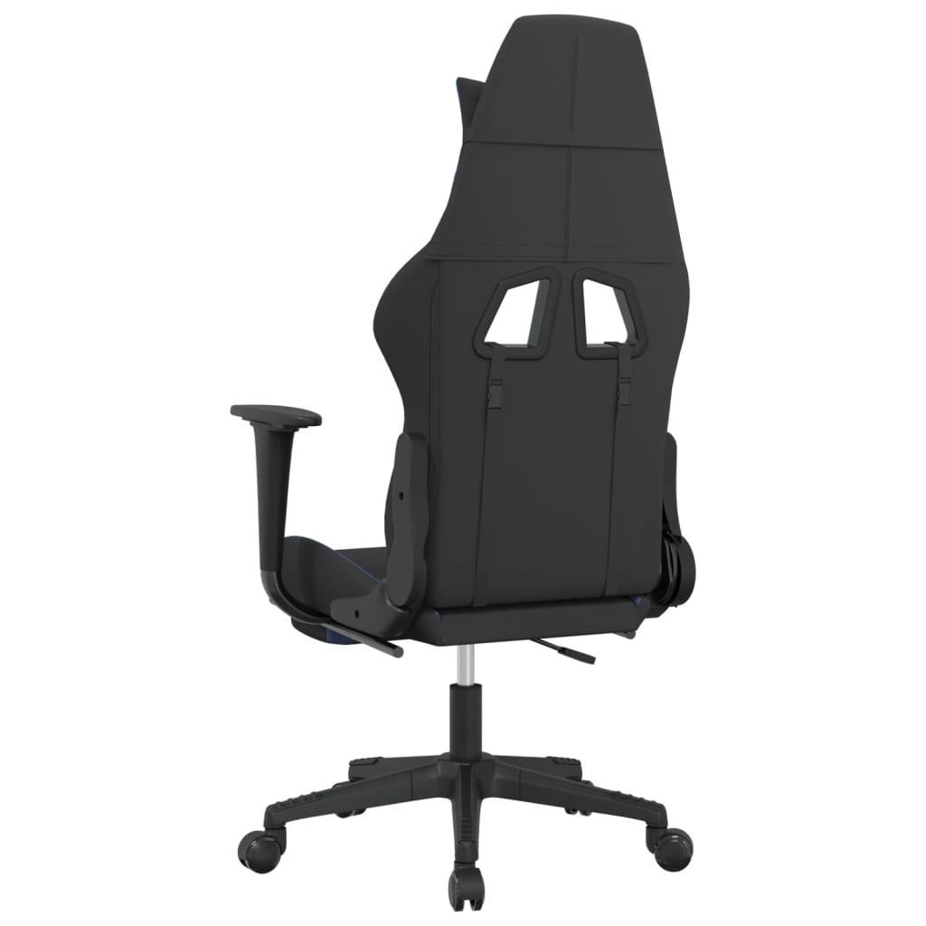 gamingstol med fodstøtte stof sort og blå