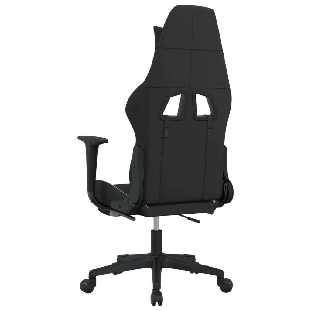 gamingstol med fodstøtte stof sort og hvid