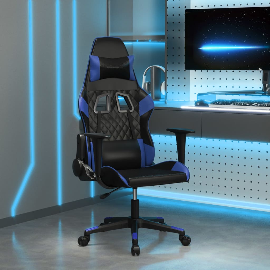 gamingstol kunstlæder sort og blå