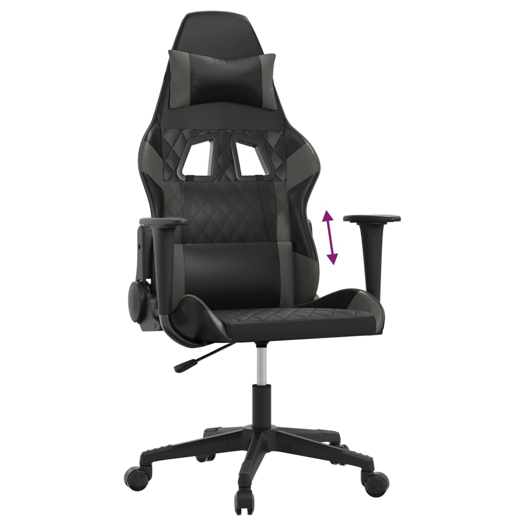 gamingstol kunstlæder sort og grå