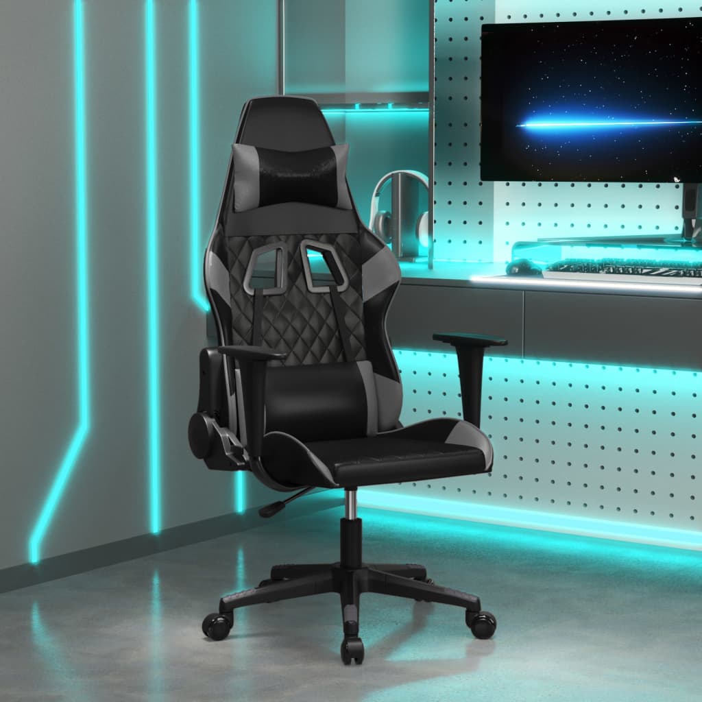 gamingstol kunstlæder sort og grå