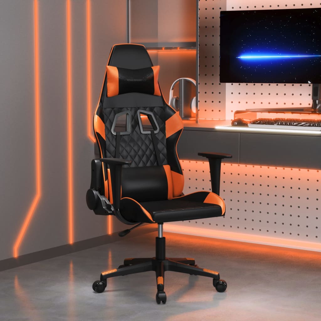gamingstol kunstlæder sort og orange