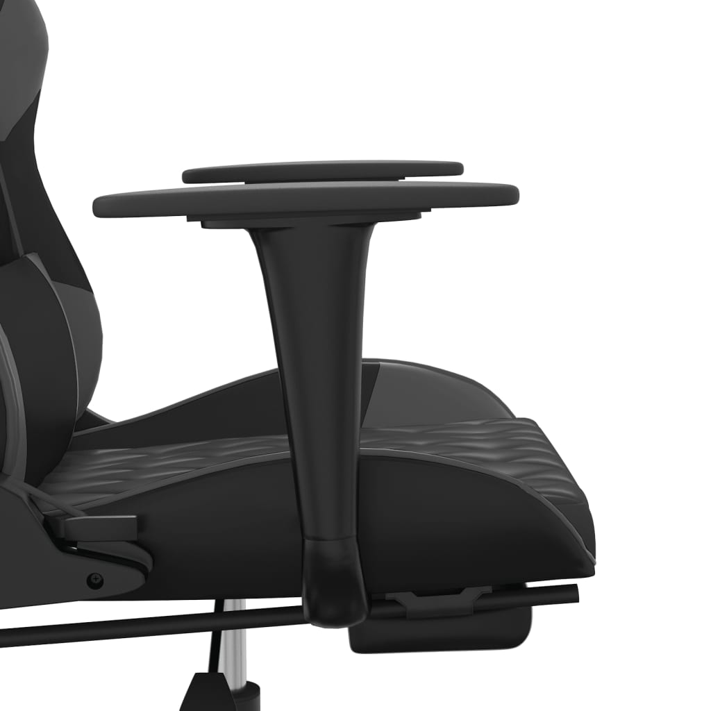 gamingstol med fodstøtte kunstlæder sort og grå