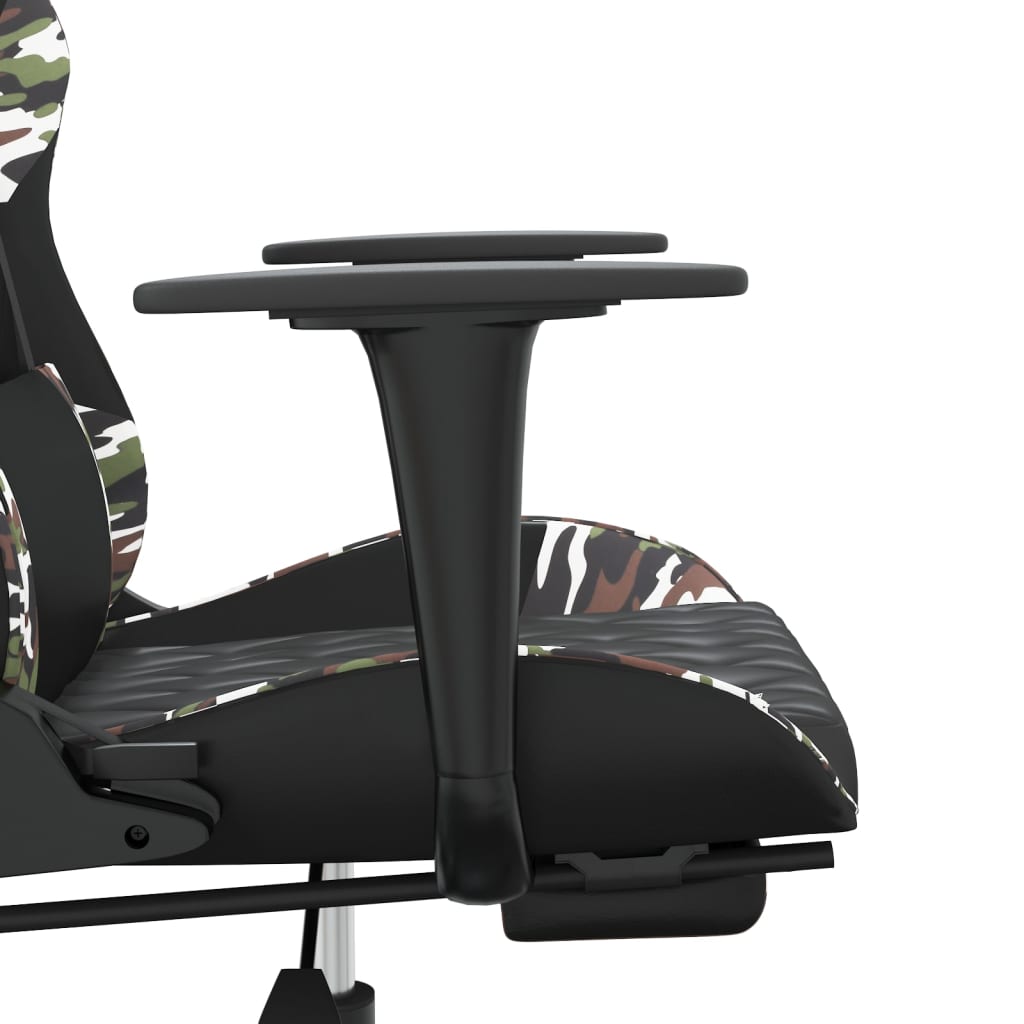 gamingstol med fodstøtte kunstlæder sort og camouflage