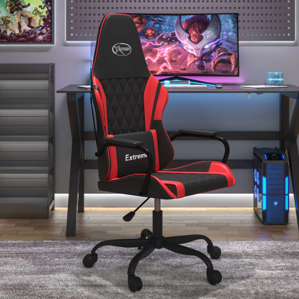gamingstol kunstlæder sort og rød