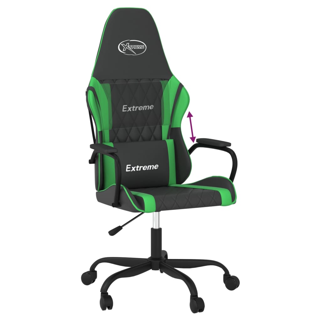 gamingstol kunstlæder sort og grøn