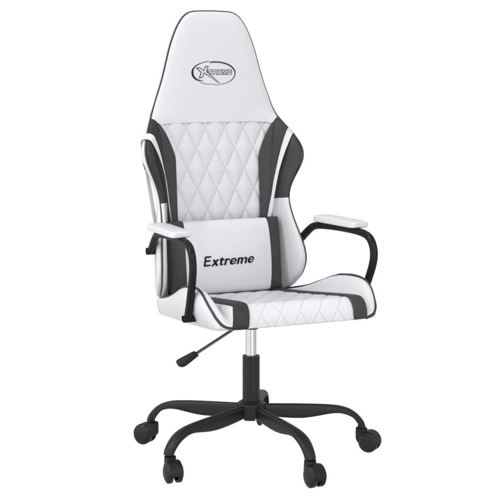 gamingstol kunstlæder hvid og sort