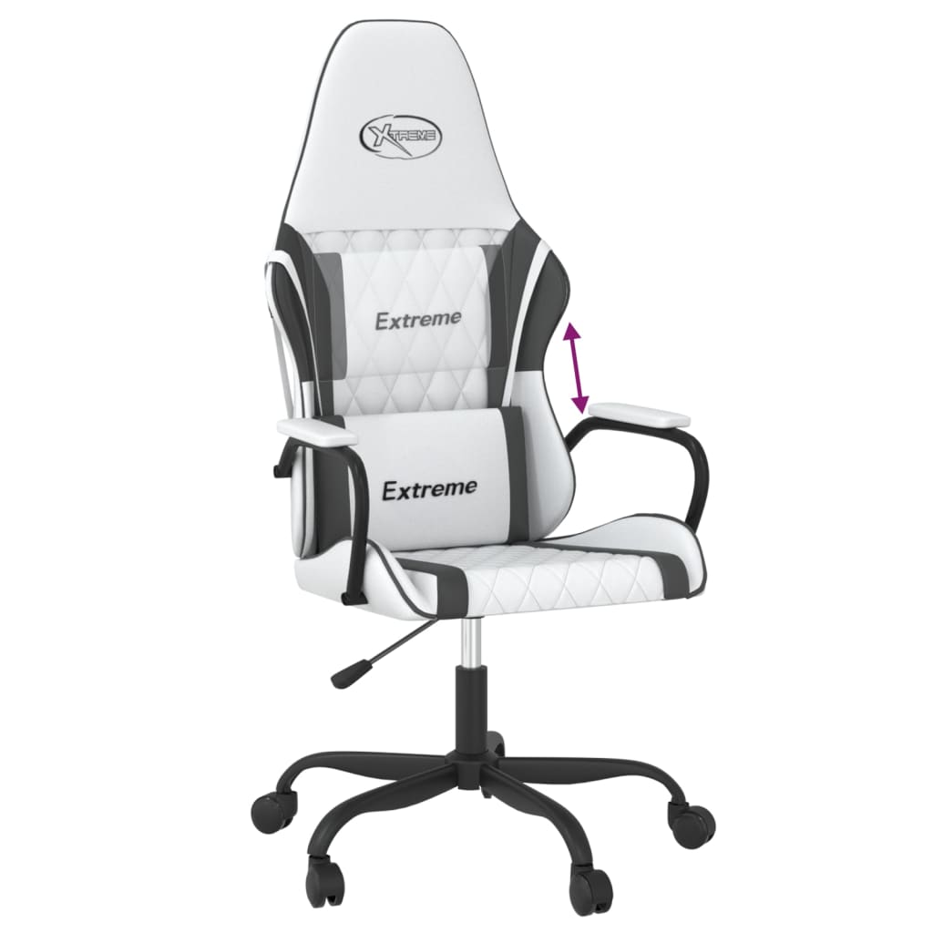 gamingstol kunstlæder hvid og sort