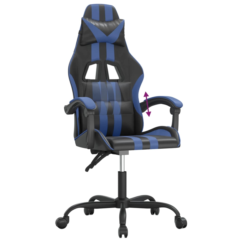 gamingstol kunstlæder sort og blå