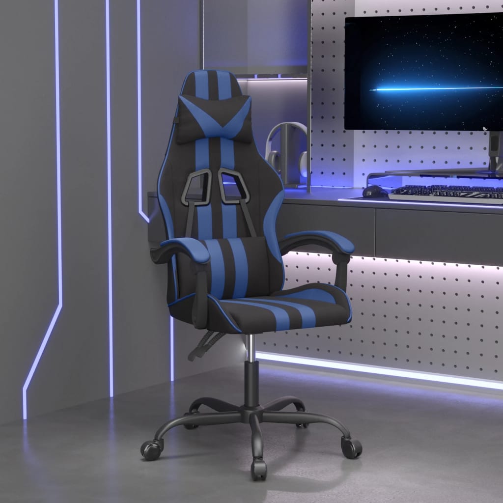 gamingstol kunstlæder sort og blå