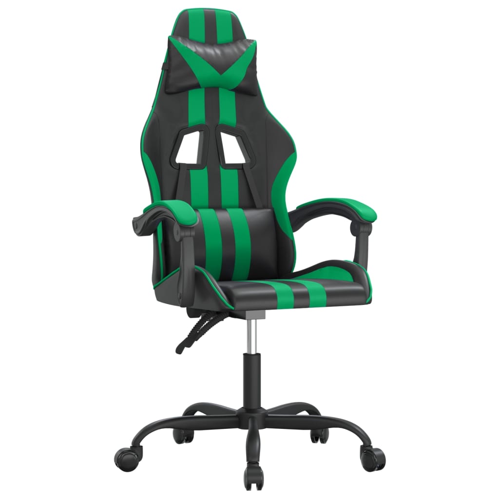 gamingstol kunstlæder sort og grøn