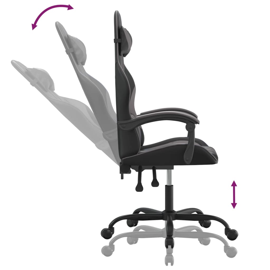 gamingstol kunstlæder sort og grå