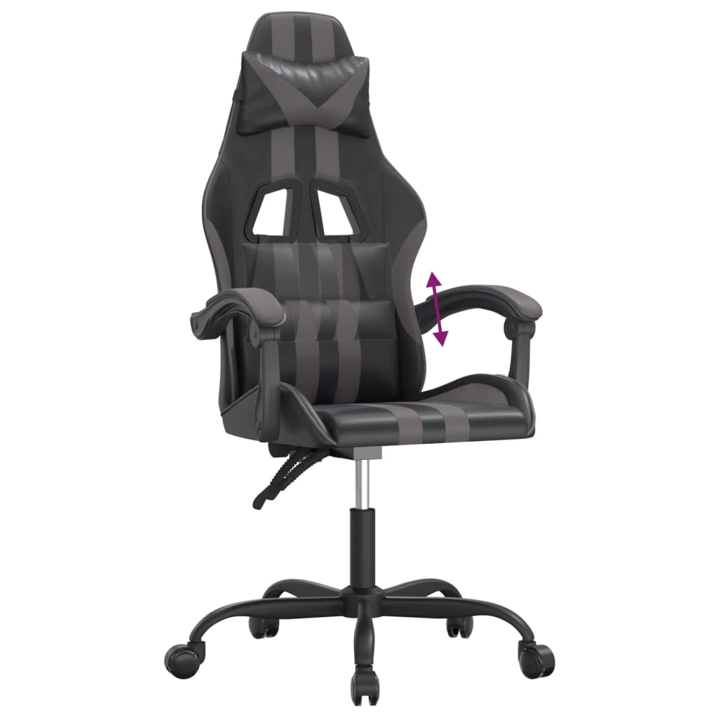 gamingstol kunstlæder sort og grå